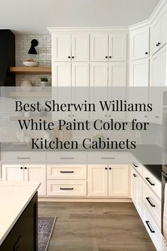 best sherwin williams white paint color for kitchen cabinets Paint Color For Kitchen Cabinets, Paint Color For Kitchen, Sherwin Williams Cabinet Paint, Best Sherwin Williams White, Sherwin Williams White Paint, Color For Kitchen Cabinets, White Kitchen Paint Colors, Kitchen Cabinet Color Schemes, Off White Kitchen Cabinets