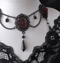 The price is for a necklace only, others are not included. Garment Size SizeFree SizeFull Length35.5+5 Red Gothic, Steampunk Fashion Male, Dark Jewelry, Black Punks, Tie Necklace, Eyeliner Makeup, Steampunk Accessories, Gothic Accessories, Super Nails