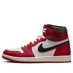 The Air Jordan 1 Retro High OG Chicago Lost and Found offers a unique take on the iconic 1985 colorway that has been sought after for decades. The shoe's striking details are sure to turn heads with its pre-yellowed accents and cracked leather upper that evokes a special "lost and found" look of age and wear. Featuring timeless minor details, like Nike Air branding on the tongue tag, Nike Swoosh on the side panel, wings logo near the ankle collar, reduced height collar for improved comfort, perforations on the toe box and side panel for breathability as well as durable rubber outsole to complete the look. Factoring in its classic feel-good materiality and legendary vintage aesthetic, this is an absolute must have for anyone inspired by timeless Jordan Basketball style. (AJ1/SNKR/Unisex/Hig Retro Basketball Shoes, Jordan Basketball, Jordan 1 High Og, Air Jordan 1 Retro High Og, Wings Logo, Air Jordan 1 High, Air Jordan 1 Retro, Jordan 1 Retro, Jordan 1 Retro High