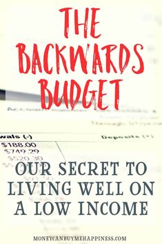 the backwards budget is shown in red and black with text overlaying it