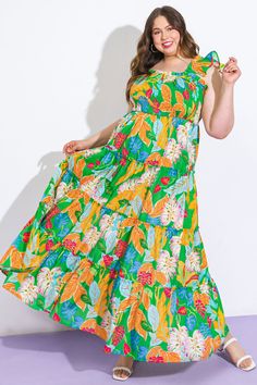 Indulge in the timeless elegance of our BEACH DATES WOVEN MAXI DRESS, adorned with a square neckline, delicate ruffled sleeves, and a smocked bodice. The tiered skirt boasts a ruffled edge, adding a touch of sophistication to this printed masterpiece.Details:Self : 100% PolyesterLining : 100% PolyesterSize & Fit- Model is 5`8" And Wearing Size Small- Measurements Taken From Size Small- Approx. Length: 53" Beach Maxi Dress With Square Neck And Ruffle Hem, Vacation Dresses With Square Neck And Gathered Neckline, Green Vacation Dress With Ruffled Straps, Green Ruffled Straps Vacation Dress, Vacation Dresses With Elastic Square Neckline, Green Square Neck Summer Dress, Casual Green Dress With Straight Neckline, Beach Maxi Dress With Smocked Back And Square Neck, Green Maxi Dress With Ruffled Straps For Summer