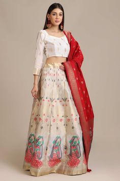 color-white, fabric-jacquard, work-zari work, brand-name-krupali-savani,occasion-festivewear, occasion-wedding-guest, womenswear,ideal-for-women, lehengas, Product Features: Color: White Lehenga Fabric: Jacquard Choli Fabric: Jacquard Work: Zari work Sleeves: Three-Quarter Sleeves Neck Type: V Neck Wash Care: Dry Clean Occasion: Festivewear, Wedding Guest Product Type: Lehenga Choli with Dupatta Disclaimer: There will be slight difference in digital to actual image White Lehenga, Lehenga Fabric, Work Lehenga, Zari Work, Lehenga Choli, White Fabric, White Shop, Three Quarter Sleeves, Three Quarter