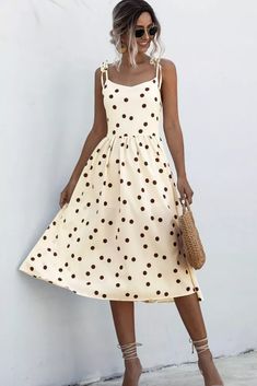 US$ 28.60 - Summer Polka Dot Sleeveless Dresses Women Off Shoulder Vintage Elegant Sexy Party Midi Dress - www.streetally.com Polka Dot Sleeveless Mini Dress For Beach, Sleeveless Polka Dot Mini Dress For Vacation, Sleeveless Polka Dot Mini Dress For Beach, Polka Dot Mini Sundress For Summer, Polka Dot Spaghetti Strap Vacation Dress, Polka Dot Mini Dress For Beach And Summer, Polka Dot Mini Dress For Beach In Summer, Fitted Polka Dot Dress With Spaghetti Straps, Fitted Polka Dot Summer Dress