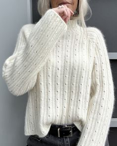 Rikke Sweater by Rikke Jönsson, knitting pattern Knitting patterns Rikke Jönsson Luxury Classic Ribbed Sweater, Luxury Fine Knit Top For Work, Luxury Fine Knit Fitted Top, Luxury Fitted Fine Knit Top, Luxury Knit Turtleneck For Work, Knit Sweater Patterns Women, High Neck Ribbed Sweater, White Sweater Uk, Luxury Knitted Ribbed Sweater