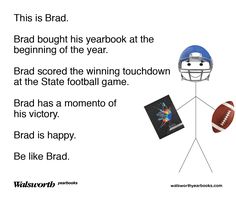 a football helmet hanging from a line with the words, this is brad