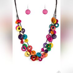 Paparazzi Wonderfully Walla Walla Multi Necklace & Earring Set Multi Necklace, Walla Walla, Paparazzi Jewelry, Necklace Earring Set, Pink Yellow, Earring Set, Women Jewelry, Yellow, Pink