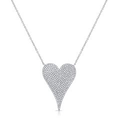 Add this Beautiful Heart to your jewelry collection or gift to a loved one! Crafted of 14K White Gold this Large Heart Pave Pendant features 0.80 cts of White Round Diamonds on an adjustable 16-inch - 18-inch Chain. Diamond Weight: 0.80 ct. Diamond Clarity: SI Diamond Color: G-H Necklace Length: 16''-18'' (adjustable) Heart Diamond Necklace, Gold Diamond Heart Necklace, Long Stone Necklace, Honeycomb Necklace, Diamond Heart Necklace, Diamond Heart Pendant Necklace, Moon Phases Necklace, Chain Diamond, Heart Necklace Diamond