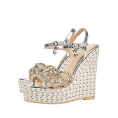 Shop Rhinestone Hollow out Platform Wedge Sandals Bohemia Ankle Strap Sandal color Beige for Anniversary, Beach, Honeymoon, Travel with worldwide Free shipping & Free return. Ankle Strap Heels With Rhinestones For Summer, Summer Rhinestone Ankle Strap Heels, Summer Sandals With Bling And Round Toe, High Heel Rhinestone Beach Sandals, Rhinestone High Heel Sandals For Beach, Gold Rhinestone Wedge Sandals For Beach, Embellished Synthetic Wedge Sandals For Party, Synthetic Wedge Sandals For Beach Party, Platform Wedge Sandals For Beach Party