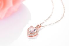 Beautiful Heart-Shaped Morganite Pendant Necklace ►Base Metal: Sterling Silver (925) ►Plating: 14K Rose Gold ►Accented with simulated diamonds (CZ) Center Stone: Morganite Shape: Heart Gemstone creation: Lab-Created Measurements: 9.0 mm Carat Weight: 1.8 ct. (approx.) Hardness: 8 (Mohs scale) ►Matching earrings can be purchased at: https://www.etsy.com/listing/628901014/14k-rose-gold-natural-pink-morganite?ref=listings_manager_grid ►Please be aware that plated jewelry can wear off over time, if Fine Jewelry Heart Pendant For Wedding, Elegant Heart Cut Jewelry For Anniversary, Heart Cut Necklace For Wedding And Valentine's Day, Valentine's Day Wedding Necklace Heart Cut, Heart-shaped Diamond Cut Jewelry For Wedding, Heart-shaped Diamond Cut Wedding Jewelry, Heart-shaped Fine Jewelry For Wedding, Elegant Heart Cut Jewelry For Wedding, Elegant Wedding Jewelry With Heart Cut