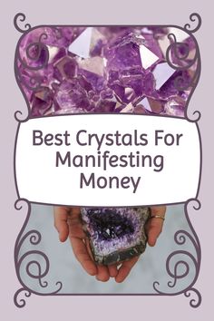 purple crystals with the words best crystals for manifesting money