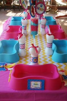 a table set up for a birthday party