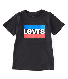 From Levi's &#x2C; this tee features:soft&#x2C; knit jersey fabricribbed crew neckshort sleevesretro Sportswear logo graphic print at frontsolid bodycottonmachine washImported. Spring Cotton Logo T-shirt, Spring Logo T-shirt With Crew Neck, Spring Logo Crew Neck T-shirt, Spring Crew Neck T-shirt With Logo, Basic Logo T-shirt With Short Sleeves, Basic Short Sleeve Logo T-shirt, Basic Short Sleeve T-shirt With Logo, Relaxed Fit Logo T-shirt For Spring, Spring Relaxed Fit Logo T-shirt