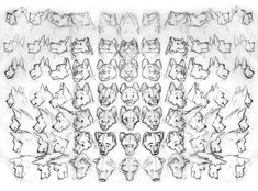 a drawing of many different animals in the shape of an animal's head and neck