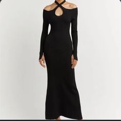 Never Worn. Perfect Condition. Chic Ribbed Maxi Dress, Chic Winter Maxi Dress For Evening, Chic Evening Ribbed Maxi Dress, Chic Evening Maxi Dress With Ribbed Details, Chic Ribbed Dress For Formal Occasions, Elegant Fitted Ribbed Maxi Dress, Elegant Ribbed Maxi Dress For Date Night, Elegant Ribbed Evening Dress, Elegant Ribbed Maxi Bodycon Dress