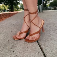 Brown Square Toe Heeled Thong Strappy Ankle Strap Wrap Sandals Sz 10 Brand New Heel Height Approximately 4” True To Size Heels Thong Sandals Thong Heels Strappy Heels Square Toe Wrap Sandals Liliana Cape Robbin Fashion Nova Steve Madden Cognac Brown Brown Ankle Strap Heels For Summer, Brown Ankle Tie Sandals With Wrapped Heel, Trendy Heels With Adjustable Single Toe Strap, Brown Ankle Tie Sandals For Spring, Brown Toe Post Heels For Summer, Fitted Ankle Tie Heels For Summer, Brown Ankle Tie Sandals For Beach, Fitted Sandals With Wrapped Heel For Beach, Brown Heels With Single Toe Strap For Beach