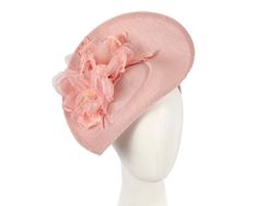 Stylish pink fascinator decorated with large silk flower. Perfect choice for your next racing outfit.  Made in Australia  Unique design by Max Alexander  Real sinamay  Headband for easy wear Pink Fascinator For Kentucky Derby Wedding Guest, Pink Kentucky Derby Fascinator For Wedding Guest, Pink Feminine Fascinator For Evening, Pink Feminine Fascinator For Kentucky Derby, Pink Feminine Fascinator For Royal Ascot, Chic Pink Headpiece For Kentucky Derby, Pink Flower Fascinator For Kentucky Derby, Pink Flower Fascinator For Summer, Feminine Pink Summer Fascinator