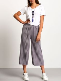 Shop Elastic Waist Pleated Wide Leg Pant online. SheIn offers Elastic Waist Pleated Wide Leg Pant & more to fit your fashionable needs. Square Pants Outfit Casual, Square Pants Outfit, Teaching Clothes, Down Parka Women, Pleated Pant, Tracksuit Outfit