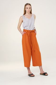 BARI pants have zipper closure and belt (can be removed), they are elegant and comfortable to wear in any occasion. Wear with sandals or high heels. Colors in pictures Powder Blue & Tangerine Combined with EVA top in French Gray color MILA top in Beige color --------SIZING GUIDE BODY-------- SIZE XS Chest 84 cm / 33.1 in Waist 68 cm / 26.8 in Hip 92 cm / 36.2 in SIZE S Chest 88 cm / 34.6 in Waist 72 cm / 28.3 in Hip 96 cm /37.8 in SIZE M Chest 92 cm / 36.2 in Waist 76 cm / 29.9 in Hip 100 cm Casual Belted Wide Leg Pants For Summer, Casual Summer Wide Leg Belted Pants, Casual Summer Belted Wide Leg Pants, Versatile Belted Bottoms For Spring, Versatile Belted Bottoms For Summer, Belted High-waisted Wide Leg Pants For Summer, High-waisted Wide Leg Summer Pants With Belt Loops, Versatile Belted Summer Bottoms, Belted Wide Leg Pants For Summer