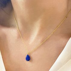 ✔️Genuine Lapis Lazuli Necklace✔️ High-Quality 925 Sterling Silver Available with a 24K Gold Finish This Lapis Drop necklace is great for wearing alone or for layering with other necklaces. It is the perfect gift for your girlfriend, sister, bridesmaids, or even yourself! Made by hand in Greece. Moreover, Lapis Lazuli is a really powerful crystal that promotes self-confidence, truth, and health. 👉A few words about Genuine Lapis Lazuli. Lapis Lazuli is one of the most sought-after stones. Its de Dainty Lapis Lazuli Jewelry For Gift, Dainty Lapis Lazuli Jewelry Gift, Lapis Lazuli Gemstone Beads Necklace For Gift, Sapphire Gemstone Beads Necklaces As Gift, Sapphire Gemstone Beads Necklaces For Gift, Lapis Lazuli Pendant Necklace For Gift, Minimalist Lapis Lazuli Jewelry For Gift, Minimalist Lapis Lazuli Jewelry Gift, Spiritual Lapis Lazuli Necklaces As Gift