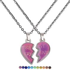 PRICES MAY VARY. Best Friend Necklace for 2 - Cute 2 half pendent necklaces set , symbol of strong friendship，cute friendship necklace suits for girls, women, teen, family,friends. Bff Necklace for 2 Best Friendship Necklace Temperature Sensing Magnetic Color Change Necklaces Half Heart Pendant Mood Necklace for Sisters Friends Mood Necklace, Sisters Necklace, Bff Necklaces, Best Friend Necklaces, Love Shape, Party Necklace, Mens Jewelry Necklace, Couple Necklaces, Friendship Necklaces