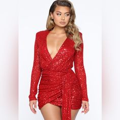 Super Cute And Fun Sequin Dress For A Night Out. Perfect For Valentines Or A Christmas Party. New With Tags. Ella Vegan, Quarter Sleeve Dress, Dresses Fashion Nova, Sequin Cocktail Dress, Red Sequin, Sequin Mini, Curve Dresses, Garters, Sequin Mini Dress