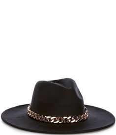 From Natasha Accessories&#x2C; this hat features:Panama hatPolyester/plasticBrim width 3.75"Inner dept 4.75"Inner circumference approx. 23" Spot cleanImported. Dillard's, Panama Hat, Panama, Fedora, Accessories Hats, Chain, Hats, Black