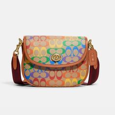 Coach, Leather, Multicolors, Turnlock Closure, Medium Size Multicolor Retro Coach Bag, Coach Multicolor Rectangular Bag, Multicolor Rectangular Coach Bags, Luxury Multicolor Coach Bag, Luxury Multicolor Bag With Adjustable Strap, Coach Multicolor Top Handle Shoulder Bag, Coach Multicolor Bags With Gold-tone Hardware, Multicolor Coach Top Handle Shoulder Bag, Coach Multicolor Shoulder Bag With Detachable Strap