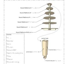 the diagram shows different parts of an object that appears to be made out of wood