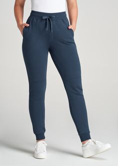 American-Tall-Women-Tall-FrenchTerry-Jogger-BrightNavy-front Women's Joggers, Taller Clothes, Best Joggers, Scrubs Dress, Basic French, Morning Jog, Athleisure Style, Athleisure Women, Tall Clothing