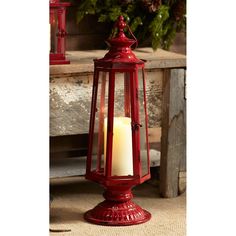 a red lantern sitting on top of a table