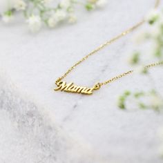 Gold Mama Necklace,Mama Necklace in 9K 14K and 18K Gold,Initial Mama Necklace,Mother's Day Gift A Gold Necklace made with love for all the wonderful mothers. This dainty necklace will be her favorite piece of jewelry, we promise! Hey Mama! ♡ Has anyone told you that you're doing an awesome job? ›› Item Details: › Made to Order › Gold Kt: 14K (also available in 9K & 18K) › Available Gold Color: White Gold, Yellow Gold, Rose Gold › Size of Pendant: 13MM x 4MM › Chain Type: Rolo › Chain Thick: Delicate Yellow Gold Charm Necklace For Mother's Day, Gold Charm Necklace With Custom Name For Mom, Gold Charm Necklace Custom Name For Mom, 14k Gold Charm Necklace For Mother's Day, Gold Nameplate Charm Necklace For Mom, Dainty Yellow Gold Charm Necklaces For Mother's Day, Custom Name Necklace In Yellow Gold For Mom, Gold Name Necklace With Birthstone For Mom, Dainty 14k Gold Name Necklace For Mom