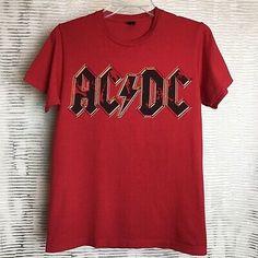 AC/DC Logo Women’s Tee Shirt Red Cotton Size Small  | eBay