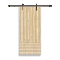 a bamboo curtain hanging on a metal rod with an iron bar in front of it