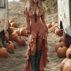 ingshows Fall Pictures Dress, Thanksgiving Party Outfit Women, Cowboy Boots With Dress Wedding Guest, Hippie V-neck Fall Dress, Hippie V-neck Dresses For Fall, Fall Festival V-neck Maxi Dress, Fall Festival Maxi Dress V-neck, Fall Hippie V-neck Maxi Dress, Hippie V-neck Maxi Dress For Fall