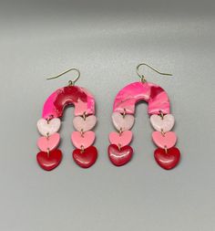 Valentine's Day colored inspired dangle earrings. Made with nickel free findings. Approximately 2 1/2 inches in length. Available in gold or silver. Valentines Earrings, Red Jewelry, Romeo And Juliet, Easy Diy Crafts, Heart Earrings, Jewelry Earrings Dangle, Easy Diy, Valentine's Day, Dangle Drop Earrings