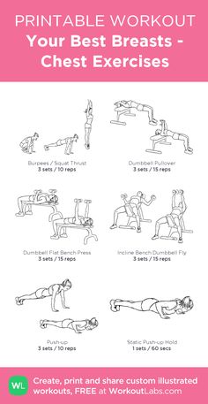 the printable workout poster shows how to do chest exercises