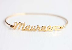 Vintage Name Bracelet - Maureen Personalized Vintage Bracelet Jewelry, Vintage Jubilee Bangle As Gift, Vintage Gold Personalized Bracelets, Personalized Vintage Gold Bracelets, Vintage Gold Bangle Bracelet Gift, Gold Name Bangle For Anniversary, Personalized Gold Bangle For Anniversary, Vintage Personalized Bracelets For Gifts, Name Bracelet Gold