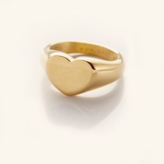 Heart Signet Ring - Nominal Minimalist Promise Ring With Heart Charm, Minimalist Heart Ring With Charm For Promise, Simple Gold Heart Ring For Valentine's Day, Minimalist Rings For Everyday And Valentine's Day, Minimalist Everyday Rings For Valentine's Day, Minimalist Tarnish Resistant Heart Ring, Minimalist Tarnish-resistant Heart Ring, Minimalist Rings With Heart Charm For Everyday, Minimalist Heart Charm Ring For Everyday Wear