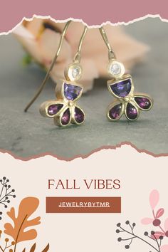 Embrace the intricate elegance of these unique gold earrings adorned with zircon, amethyst, and garnet. With their charming details and colorful drop-dangle design, they’re the perfect finishing touch for any evening ensemble. Thoughtful gift for her. Handmade with care, they bring a touch of artistry to any occasion.

#GemstoneJewelry #HandmadeJewelry #AmethystEarrings #GarnetEarrings #DangleEarrings #ChicJewelry #UniqueEarrings #ColorfulJewelry #Fallearing #AutumnAccessories #AutumnJewelry Unique Gold Earrings, Amethyst And Garnet, Thoughtful Gifts For Her, Garnet Earrings, Handmade Jewelry Gift, Colorful Jewelry, Fall Accessories, Drop Dangle Earrings, Fall Jewelry