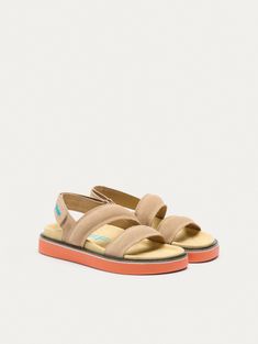 If you're looking for basic sandals with a touch of style, the ROAD CAMEL ones are designed with Nappa leather straps to be the must-have of the season. Their molded insole, elevated rubber sole in mustard, and slingback silhouette make them perfect for strolling through your favorite city, going to work, or a date with your friends. The contrasting embossed logo adds a pop of color. Pair them with your favorite dress or denim for a casual-chic look. Style: Slingback sandals with two straps. Sol Camel Sandals, Basic Sandals, Travel Partner, Summer Escape, Slingback Sandals, Sport Sandals, Sandals For Sale, Wallet Accessories, Slingback Sandal