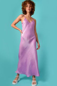 "Super stunning iridescent sheen dress. Great for dressing down with some platform loafers or dress up with some cute show off heels. Small Measurements:  *Bust: 32\" *Length: 41\" Content & Care: *Poly, Spandex *Hand Wash Cold" Pink Maxi Length Slip Dress, Light Purple Slip Dress, Zara Purple Maxi Dress, Lilac Slip Dress, Pink Sleeveless Tie-back Slip Dress, Sheen Dress, Platform Loafers, Maxi Slip Dress, Pink Opal