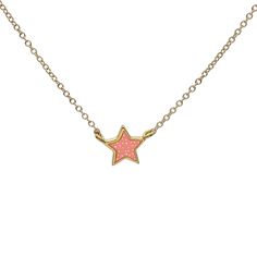 A super cute and dainty star necklace to wear as a choker ideal to layer with other longer necklaces. The mini star will hang just above your collarbone like a sparkling lucky charm with its golden polka dots. The star pendant is in 14k micron gold plated bronze and the chains and clasp are in 14k gold filled. By default I will put a 16 inches long chain but you can pick a different chain length by specifying your desired one in the order note. The mini star is about 7/16'' wide (that is 1cm). Cute Gold Choker Jewelry, Dainty Star-shaped Necklace With Starfish Charm, Dainty Pink Necklace With Delicate Chain, Dainty Pink Charm Necklace With Adjustable Chain, Minimalist Pink Clavicle Chain Necklace, Pink Necklaces With Delicate Adjustable Chain, Minimalist Pink Necklace With Adjustable Chain, Pink Pendant Charm Necklace With Delicate Chain, Pink Necklace With Delicate Adjustable Chain