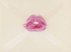 an envelope with a pink lip print on it