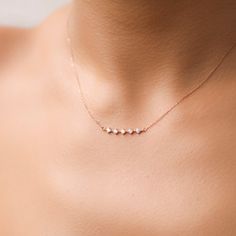 Dainty Rose Gold Everyday Necklace, Feminine Rose Gold Necklace For Everyday, Dainty Sterling Silver Bar Necklace, Delicate Rose Gold Necklace For Everyday, Simple Rose Gold Necklace For Anniversary, Delicate Rose Gold Necklace, Minimalist Delicate Chain Bar Necklace For Anniversary, Minimalist Bar Necklace With Delicate Chain For Anniversary, Minimalist Anniversary Bar Necklace With Delicate Chain