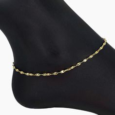 Experience the art of luxury with Giovanna Anklet in elegant gold, featuring a diamond-cut design for a refined, high-end look. SEE ALL ANKLETS PRODUCT DETAILS Length: 9" + 2" Extender Width: 1/8" Closure: Lobster Clasp Metal: 925 Sterling Silver Finish: 18k Gold Origin: Made in Italy Elegant Adjustable Tarnish-resistant Anklets, Elegant Metal Anklet With Adjustable Chain, Elegant Adjustable Metal Anklets, Elegant Metal Anklets With Ankle Strap, Gold Metal Anklet With Adjustable Chain, Adjustable Gold Anklet With Chain, Elegant Anklets With Adjustable Chain For Party, Yellow Gold Delicate Chain Anklet, Delicate Chain Yellow Gold Anklet