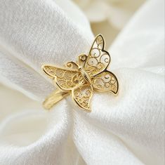 Adorable Real 14k Yellow Gold Big Butterfly Ring. Perfect To Wear Every Day And Everywhere. Elegant, Versatile, And Everlasting. 14k Gold Will Not Tarnish Or Rust. A Piece That Will Last Generations. Perfect Gift For Her. Materials: 14k Gold Weight: 1.7 Grams (Depending On The Size) Size: 7 (Resize It For An Additional Fee) Band Width: 1.9mm Butterfly Size: 16.5x14mm 14k Stamped Brand New Fast Shipping Follow Us For More Fine 14k Gold Jewelry For Fair Prices Dm Me With All Your Questions I Will Elegant 14k Yellow Gold Filigree Ring, Elegant 14k Gold Butterfly Ring For Anniversary, Elegant Sterling Silver Butterfly Ring, Gold Exquisite Filigree Ring For Formal Occasions, Exquisite Gold Filigree Ring For Formal Occasions, Elegant White Gold Butterfly Ring For Wedding, Elegant Silver Butterfly Ring In 14k Gold, Elegant Gold Butterfly Ring In Sterling Silver, Elegant Butterfly Ring In 14k Gold