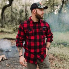 Green Plaid Flannel – Grunt Style, LLC Mens Plaid Flannel, Red And Black Flannel, Buffalo Plaid Flannel, Watering Hole, Black Flannel, Grunt Style, Rugged Look, Mens Flannel Shirt, Long Sleeve Flannel