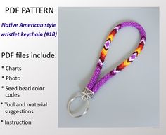 a purple lanyard with an orange, yellow and pink braided design on it