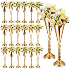 PRICES MAY VARY. Elevate Your Wedding Decor: you will receive 20 table gold vases with the height about 16.5 inches/ 42 cm, the diameter of top disk is about 4.7 inches/ 12 cm, the diameter of bottom base is about 4.7 inches/ 12 cm, our luxurious metal trumpet vases are suitable for any occasion, from weddings and parties to home decor Easy Assembly: these wedding centerpiece table decorations are made of several different parts, you could install them according to the pictures, no tools require Tall Gold Vase, Vase Centerpiece Wedding, Decoration For Anniversary, Gold Vase Centerpieces, Tall Gold Vases, Vase Centerpiece, Gold Centerpieces, Gold Vase, Days To Christmas