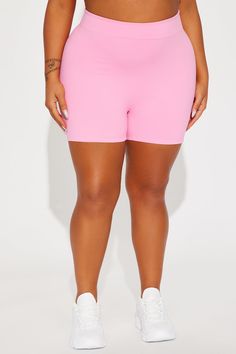 Available In Black, Tangerine, And Hot Pink. Active Short Elastic Waistband Super Soft Medium Impact Ruched Detail Stretch Pair With "Sunrise Stretch Super Soft Active Top" 77% Polyester 23% Spandex Imported | Sunrise Stretch Super Soft Active Short in Hot Pink size 1X by Fashion Nova Search By Photo, Active Top, Service Women, Active Shorts, Bubblegum Pink, Matching Dresses, In Hot, Sport Fashion, Pink Fashion